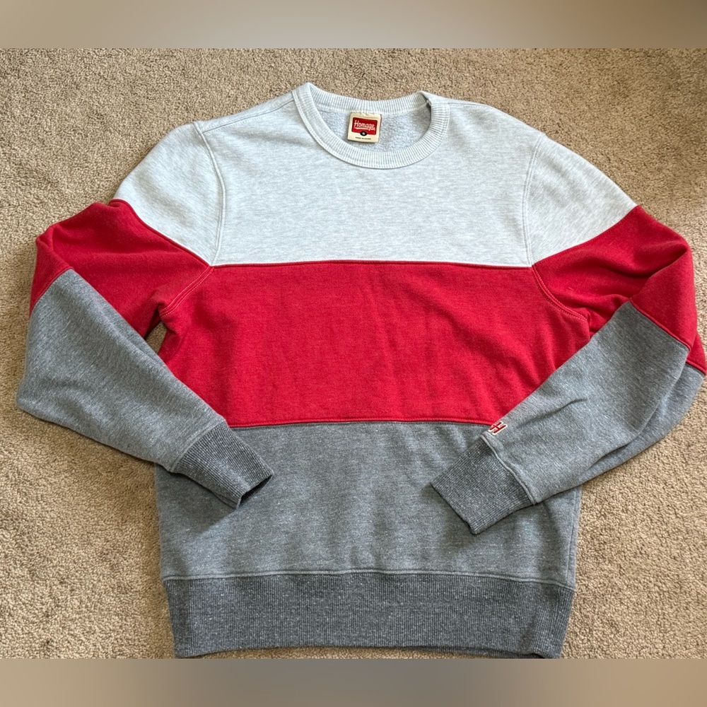 Men’s Homage Red White Gray Ohio State Go To stripe Crewneck sweatshirt. Small.